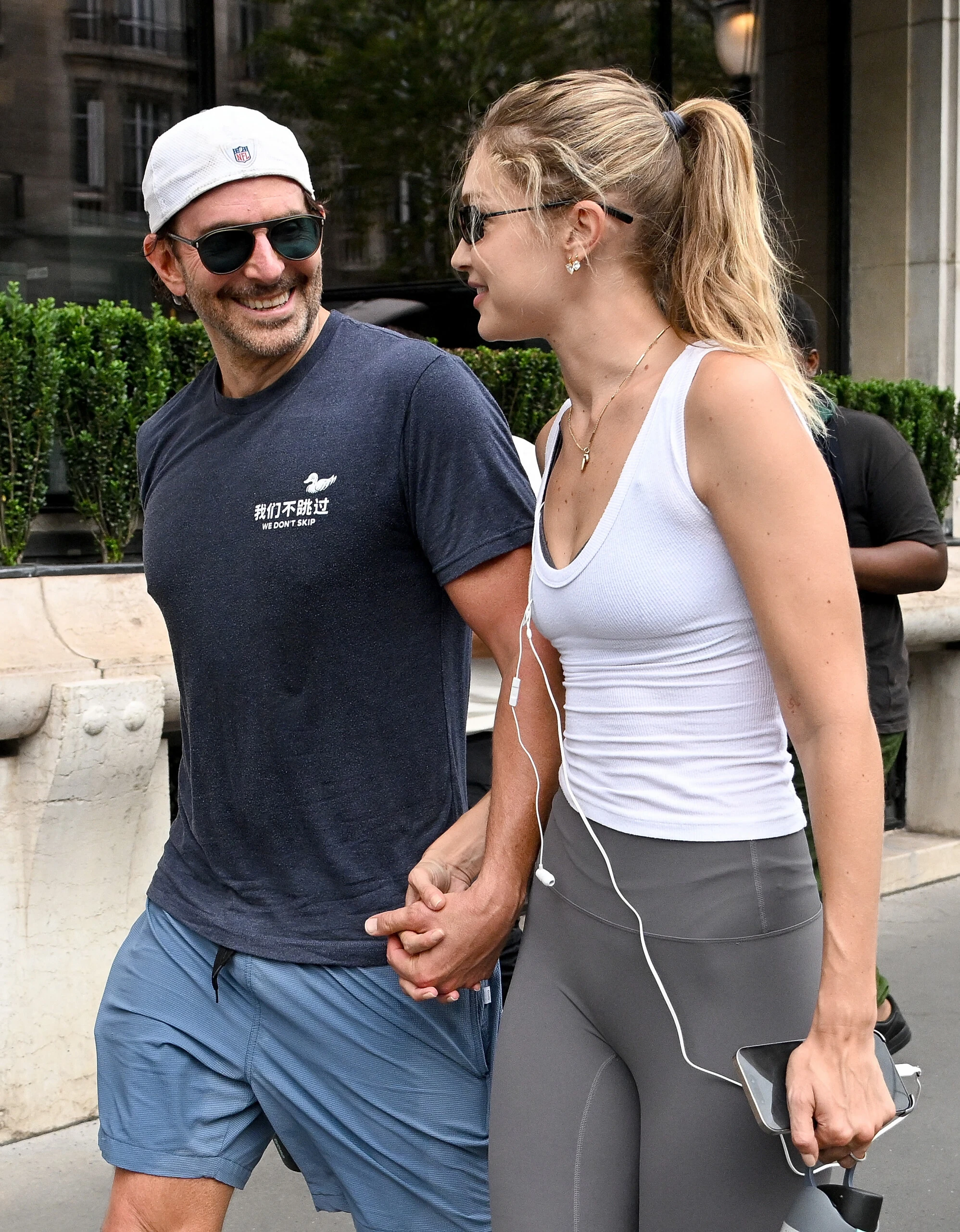 Bradley Cooper and Gigi Hadid in Paris with sporty looks.