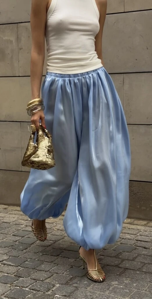 Pantalón globo, el ítem de moda que llega en primavera