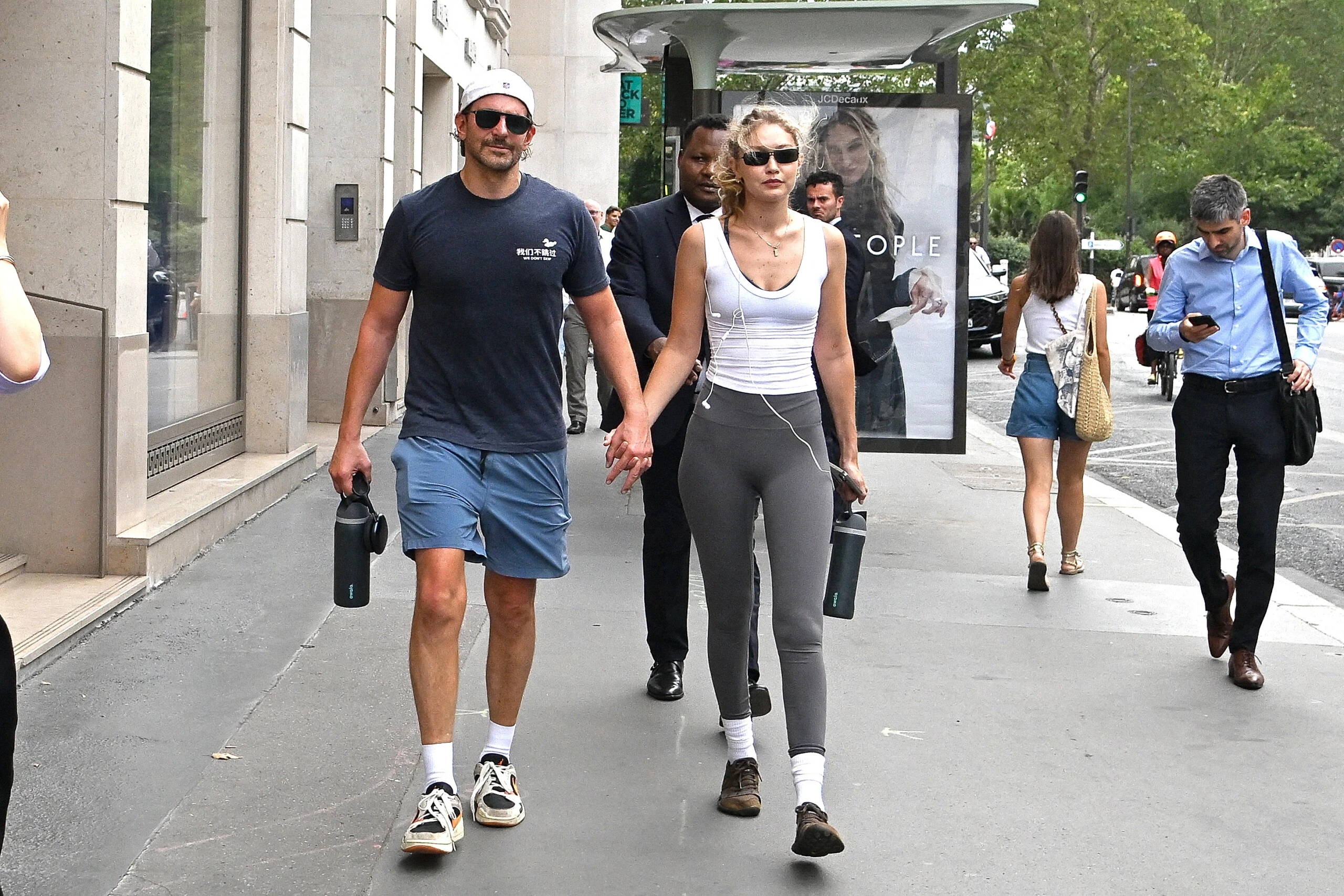 Bradley Cooper and Gigi Hadid in Paris with sporty looks.
